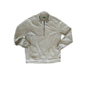 Dip Men's Eco-Friendly Quarter Zip Sweatshirt Beige Cream Pockets Size M